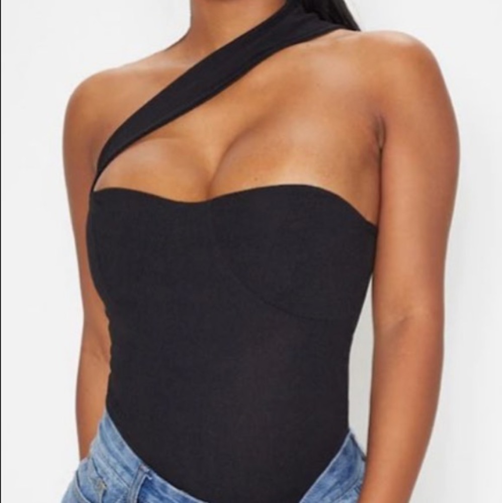 black cross bodysuit